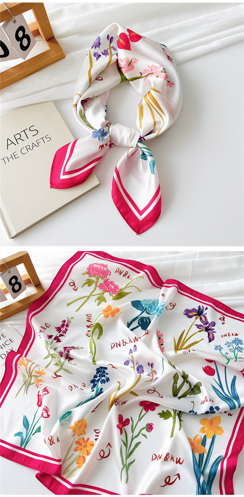 Polyester Material Geometric Pattern Women's Elegant Geometric Polyester Silk Scarves