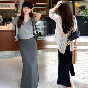 Summer Pregnant Women's Abdomen-free Skirt Women's Spring 2025 New Arrival Skirt All-match Casual A- line Slimming Long Skirt