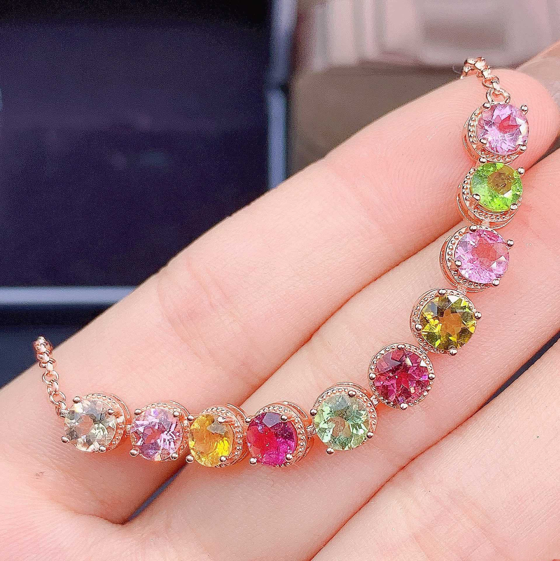 Fashion Round Copper Plating Inlay Zircon Bracelets 1 Piece