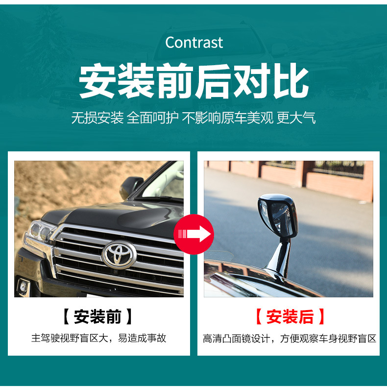 Dedicated to Toyota Prado domineering front fender sandboard mirror Rand Kuloze Lu Patrol rearview mirror modification
