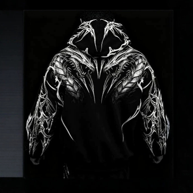 2026 New Cross-Border Bestseller Dragon Totem Pattern 3D Printed Hooded Sweatshirt Set Men's Casual Trendy Jacket