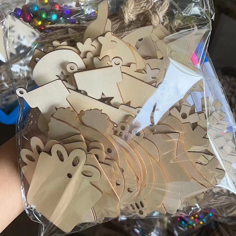 ウッドサイン木製クリエイティブクリスマス装飾用品ホーム装飾クリスマス木製diy落書き木製チップペンダント|undefined