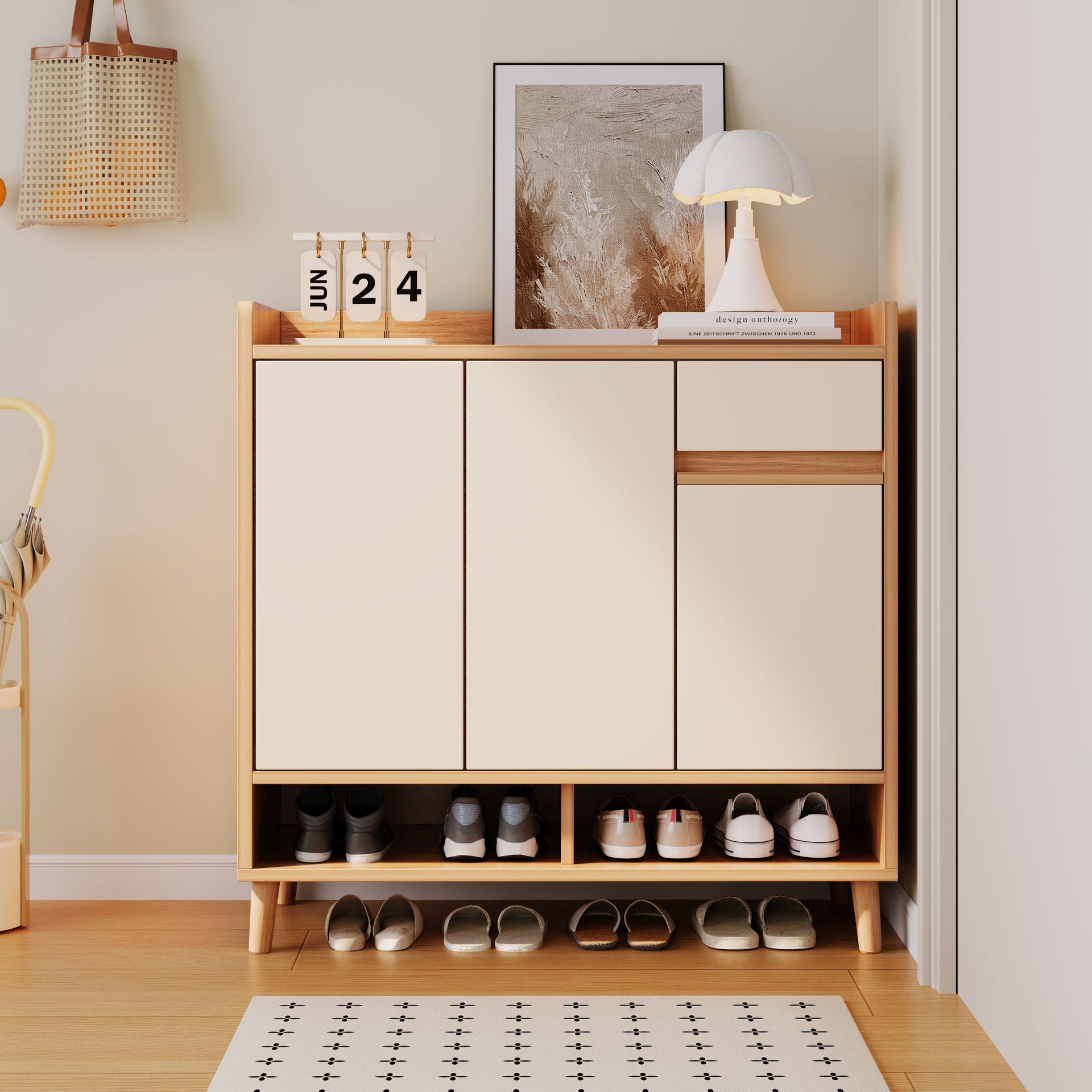 Gabinete de zapatos pequeño puerta estrecha gabinete de almacenamiento interior doméstico integrado contra la pared 2026 nuevo tipo de casa pequeña rack de zapatos de almacenamiento multicapa