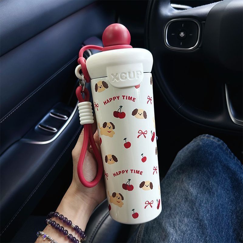 Cute taza de agua de niñas portable de oficina taza de aislamiento de estudiantes ins bebidas directas taza de alto valor facial 316 taza de agua de acero inoxidable