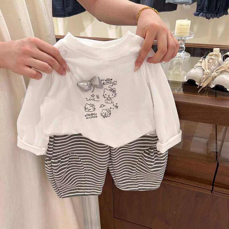 女童套装2025年秋装套装可爱韩版长袖T恤休闲长裤两件套衣服裤子|undefined