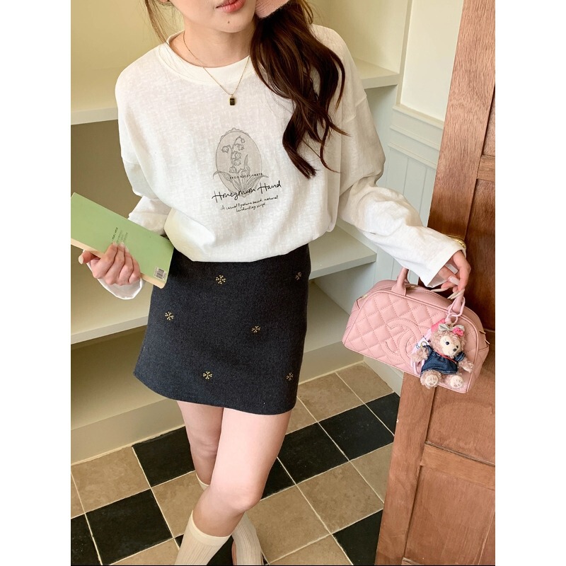 3Th Morning Early Spring New Korean Style Floral Letter Print Round Neck Long Sleeve T-Shirt Zy3931 3Th Morning Early Spring New Korean Style Floral Letter Print Round Neck Long Sleeve T-Shirt Zy3931