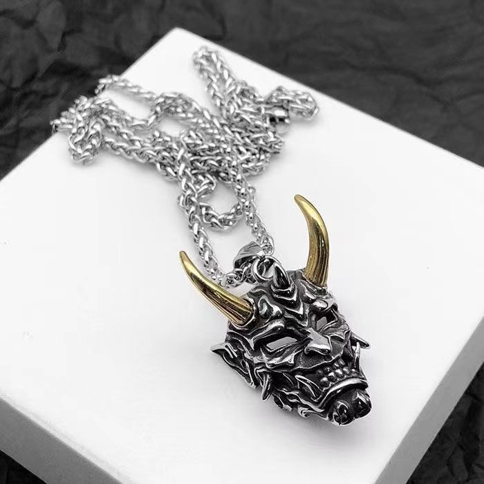 Mask Pattern Unisex Gender Exaggerated Punk Mask Stainless Steel Alloy Plating Hollow Out Unisex Pendant Necklace Long Necklace Necklace Pendant
