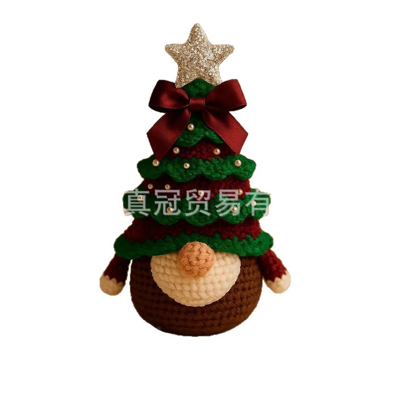 跨境新品钩织Crochet Christmas Tree Gnome圣诞树侏儒家居装饰|undefined