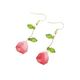 新款超仙甜美小清新郁金香叶子耳环小众轻奢简约高级感百搭耳饰女