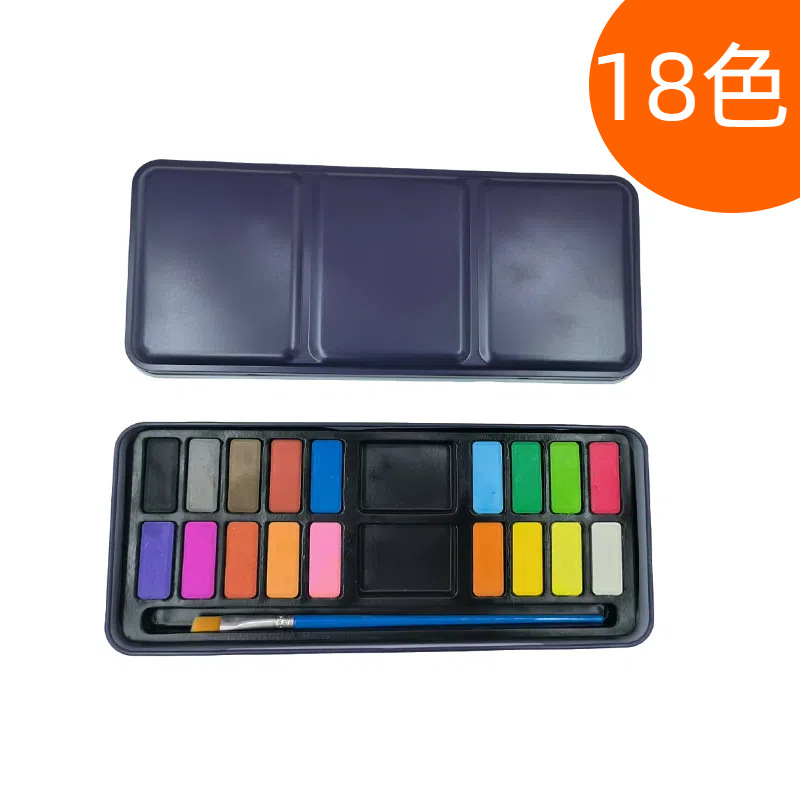 Pintura de acuarela sólida portátil traje caja de hierro suministros de arte pintado a mano pintura infantil pigmento en polvo transfronterizo