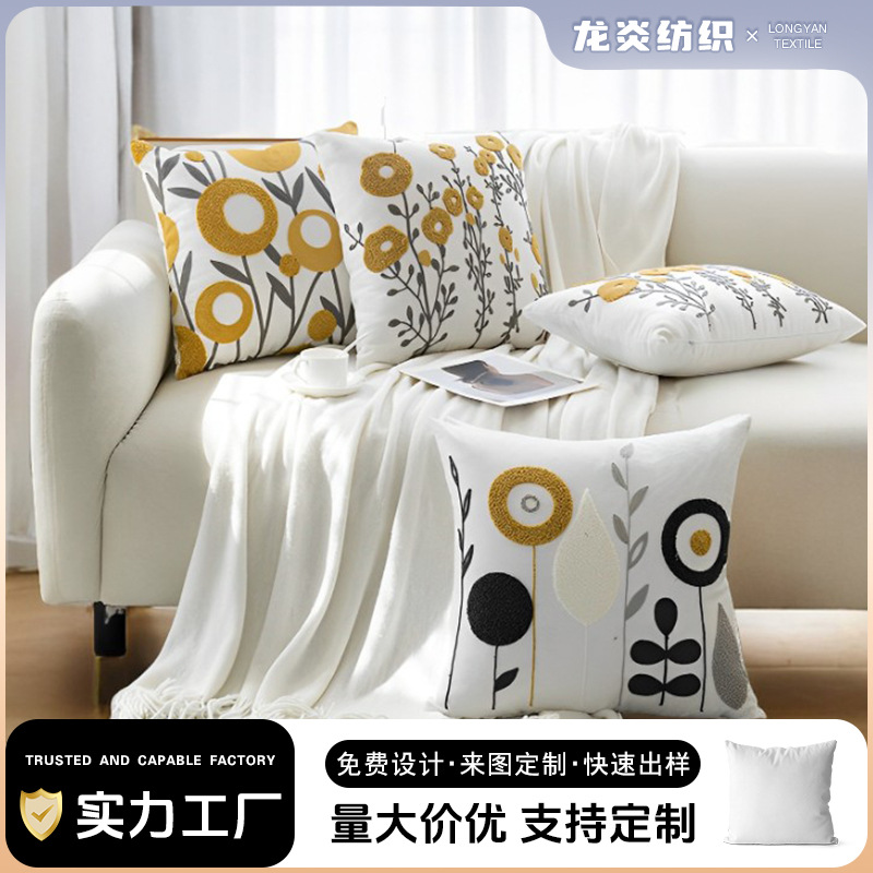 Verano flor pintura al óleo estilo funda de almohada hogar simple sala de estar decoración de sofá funda de cojín sofá almohada al por mayor