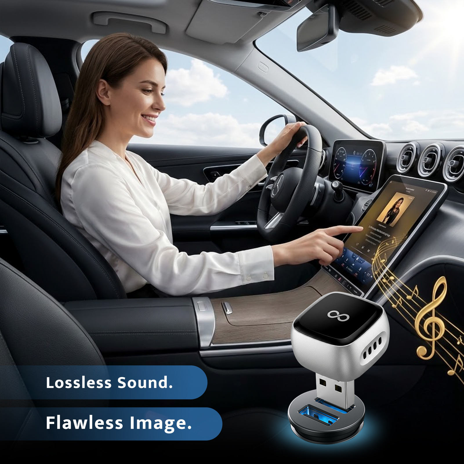 Apple and Android 2-in-1 wired-to-wireless CarPlay adapter, in-car connectivity converter, smart car system box