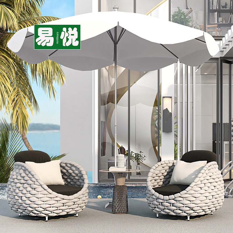 Casual tela de caña impermeable sofá al aire libre anti-solar patio villa balcón silla de caña mesa de té combinación de muebles de jardín al aire libre