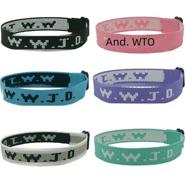 WWJD letter jacquard wristband bracelet unisex sports wristband bracelet adjustable bracelet