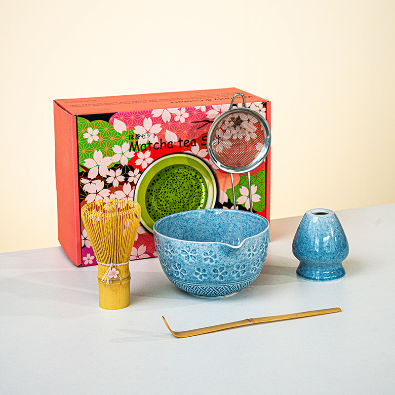 FJT 사쿠라 광구그릇 블루 5종세트(사쿠라 박스 그린무늬)
