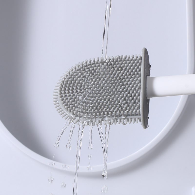 Xiangjia Cross-border nuevo cepillo de inodoro de silicona de varilla desmontable sin ángulo muerto cepillo de limpieza de mango largo cepillo de inodoro montado en la pared para el hogar