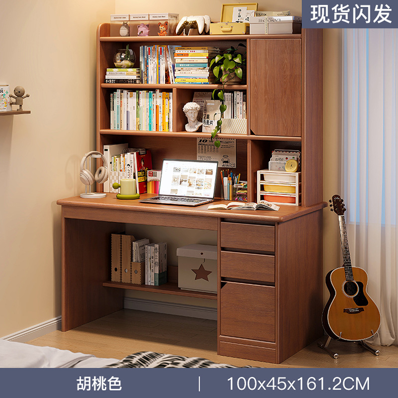Escritorio y estantería integrados, mesa con librero, combinación para dormitorio, mesa de estudio para estudiantes, escritorio para escribir, escritorio para computadora de hogar.