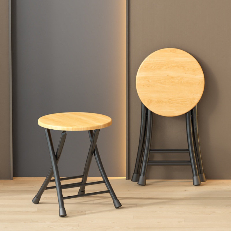Silla plegable, taburete, silla para el hogar, mesa de comedor, taburete alto, taburete redondo pequeño, banco de respaldo con correa de caballo, simple y portátil