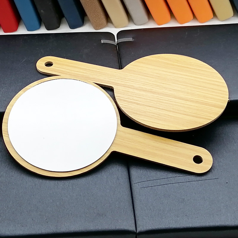 N3444 de bambú espejo redondo HD espejo de maquillaje plegable espejo portátil pequeño espejo de dormitorio de estudiantes espejo portátil espejo de escritorio