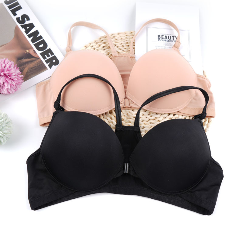 Sin anillo de acero, lazo delantero sexy, ropa interior de belleza, brillante, sujetador sin marcas, cómodo, sujetador pequeño anti-caída.