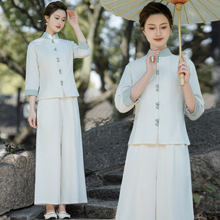 Chinese Foot Bath Hotel Health Club Massage Technician Clothing Traditional Chinese Medicine Head Therapy Work Clothes Women's Cheongsam Tang Suit Pants