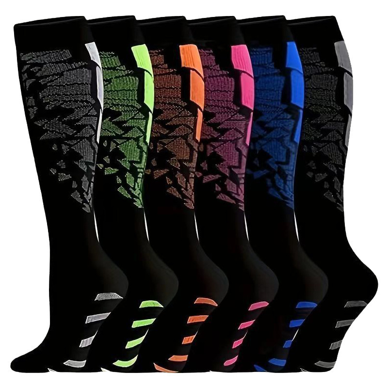 Juego de 6 pares de calcetines deportivos de compresión transfronterizos para fitness, calcetines largos de compresión para pantorrillas para hombres y mujeres, calcetines de compresión elásticos. image 34