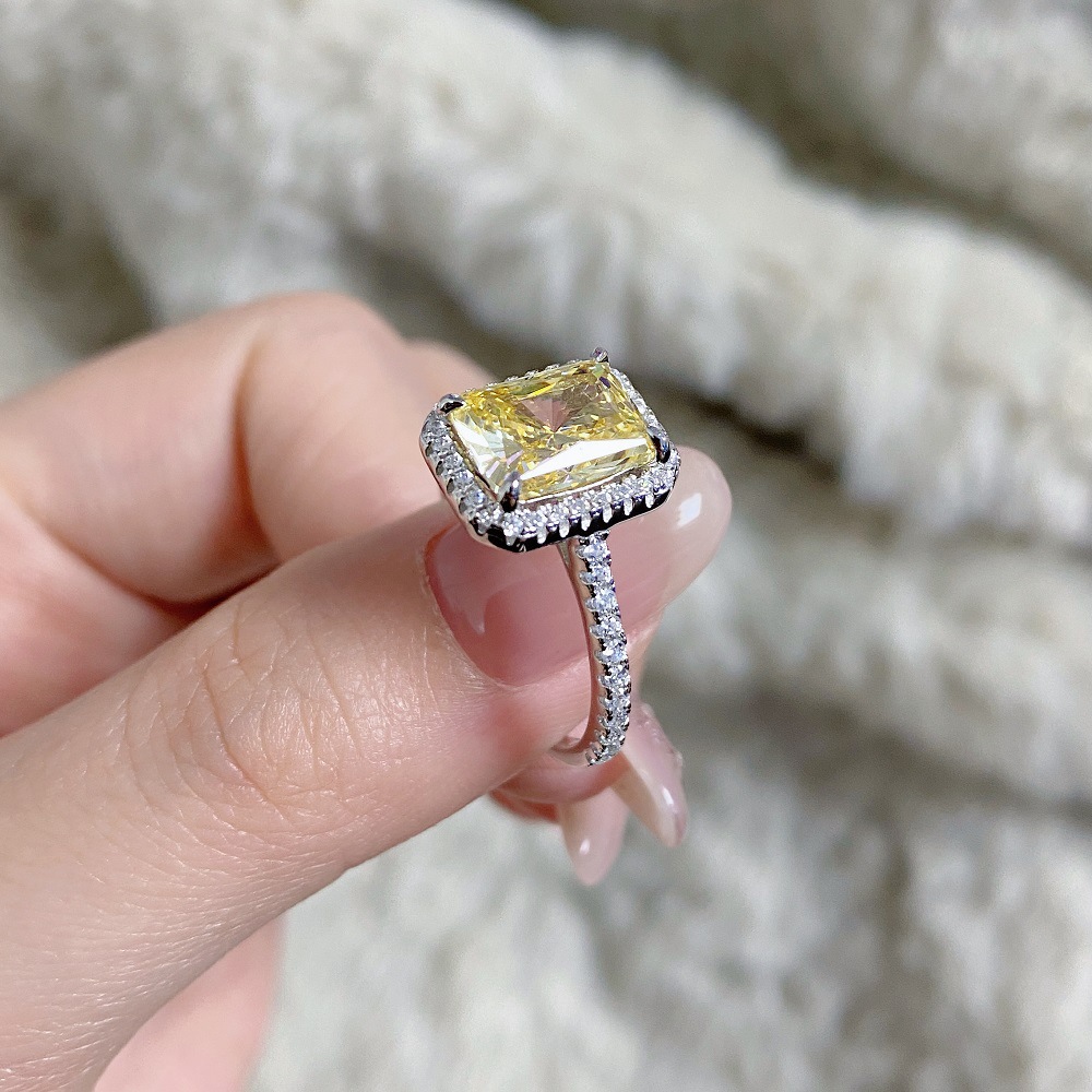 925 Sterling Silver Plating Inlay Square Zircon Rings display picture 2