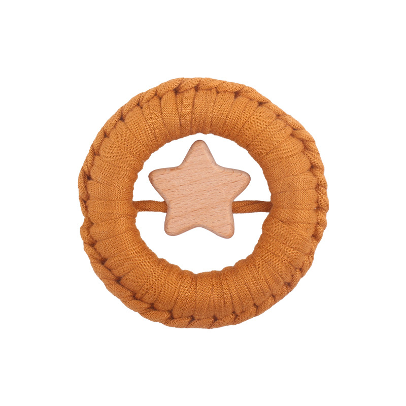 Nuevo bebé suministros de dibujos animados estrella mordedor hecho a mano algodón tejido sonajero juguete agarre ejercicio bebé