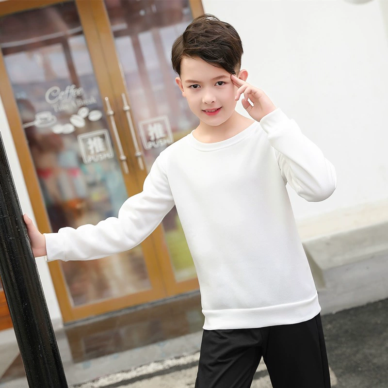 Осенне-зимняя куртка для белой доски на флисовой подкладке Одежда для занятий в детском саду Одежда для занятий ЛОГОТИП Сплошной цвет Толстовка с круглым вырезом для мальчиков и девочек