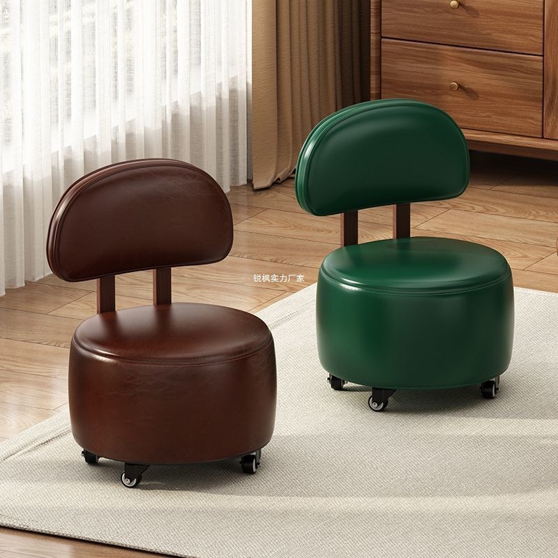 New Chinese Style Leisure Chair Small Sofa Jacquard Solid Wood Swivel Home Stool Living Room Sofa Stool Shoe Changing E18