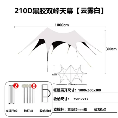 Rainproof Black Glue Windless Rope – Avtomobil yan çətirləri - large-octagonal-cloud-white-1000600300-1-20-people