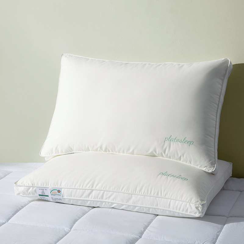 A clase 60 almohada de algodón de grado madre y bebé almohada de hotel almohada de protección de cuello almohada antibacteriana para dormir al por mayor sin fluorescencia uno a uno