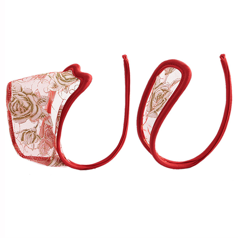 Qimier ropa interior sexy invisible en forma de C pantalones sexy cadera expuesta Tanga encaje transparente pareja ropa interior traje