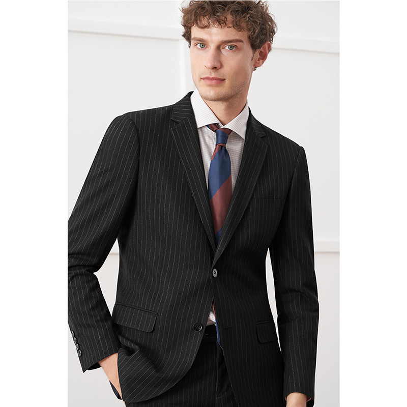 Black Striped Suit Suit Men's Slim Casual Business Formal Suit Men's Suit Groom's Suit Dress Men