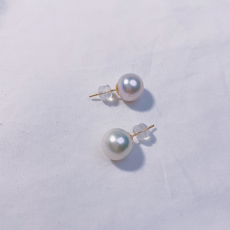 18k 담수진주 9-10mm 완벽한 원형 및 약간의 흠집