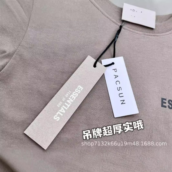 The double line ESSENTIALS high street tide brand pure cotton men's and women's chest small letter trend couple short sleeve T-shirt