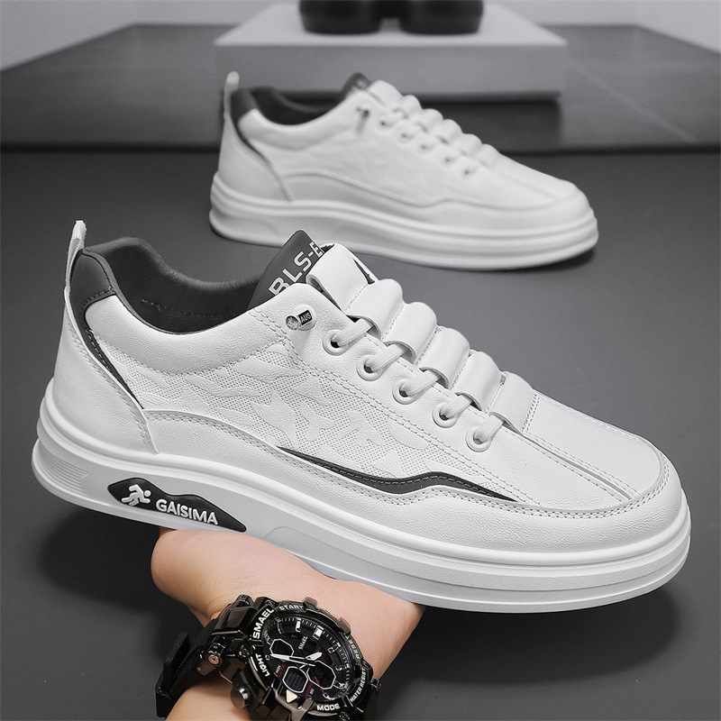 Zapatos de un pie para hombre de cuero de primavera 2025 nuevos zapatos casuales de cuero de cuatro estaciones zapatos de hombre de moda zapatos de skateboard