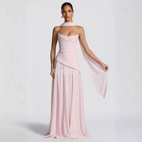 Colored bra top, design fitted evening dress, European style, trend of season, backless