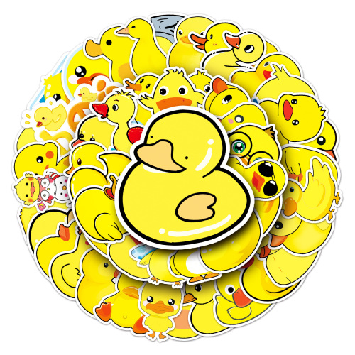 50 little yellow duck cartoon animals cute suitcase laptop bicycle car waterproof decorative stickers