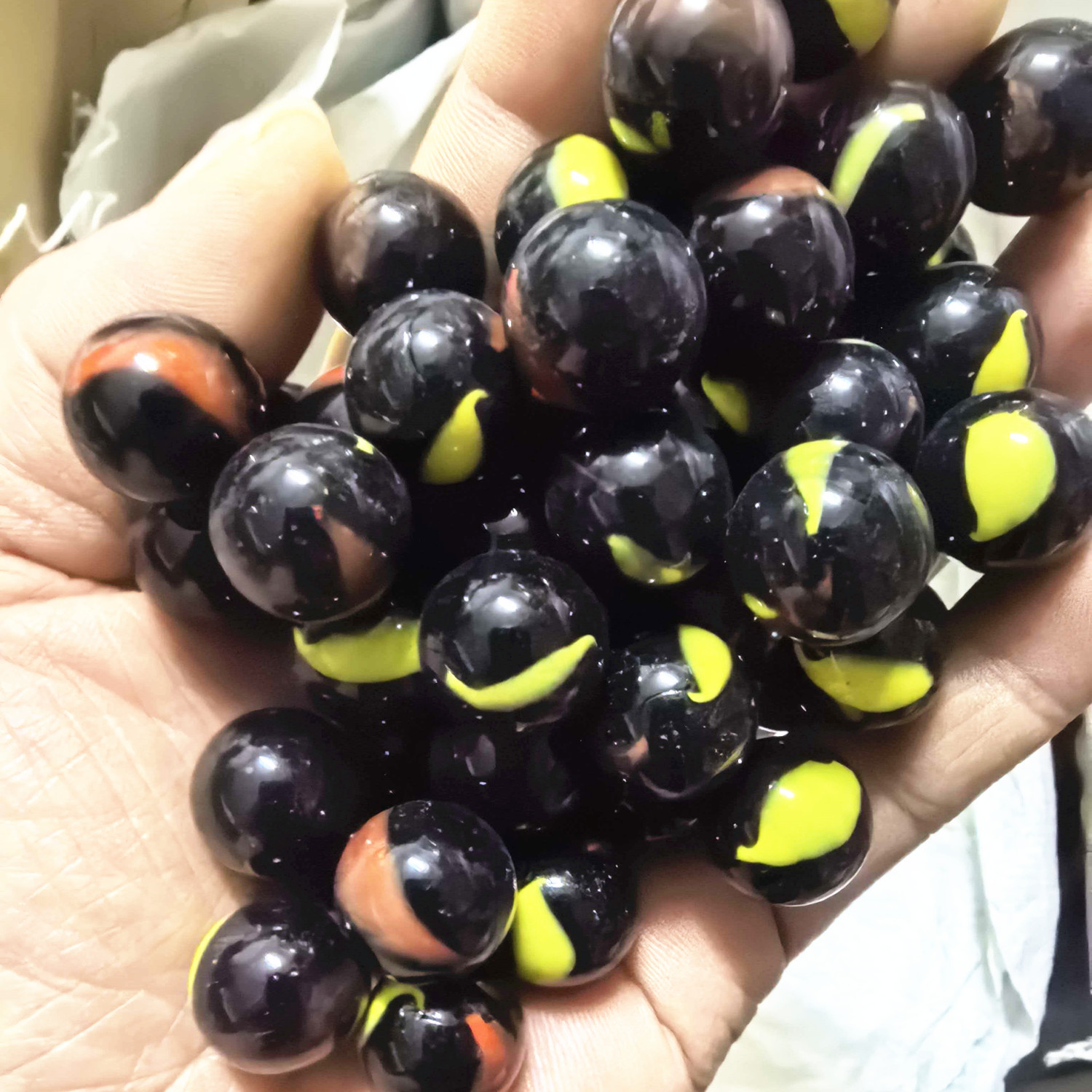 16mm mármoles de vidrio al por mayor juguetes nostálgicos cuentas de vidrio juego de damas tienda binaria de vidrio perlas sueltas bola artesanal
