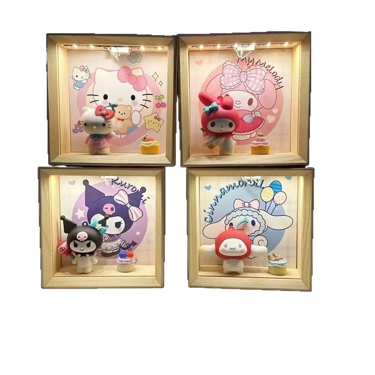 520 Tanabata Día de San Valentín Sanrio lindo dibujos animados luz nocturna marco de fotos decoración para novia y novia regalo de cumpleaños