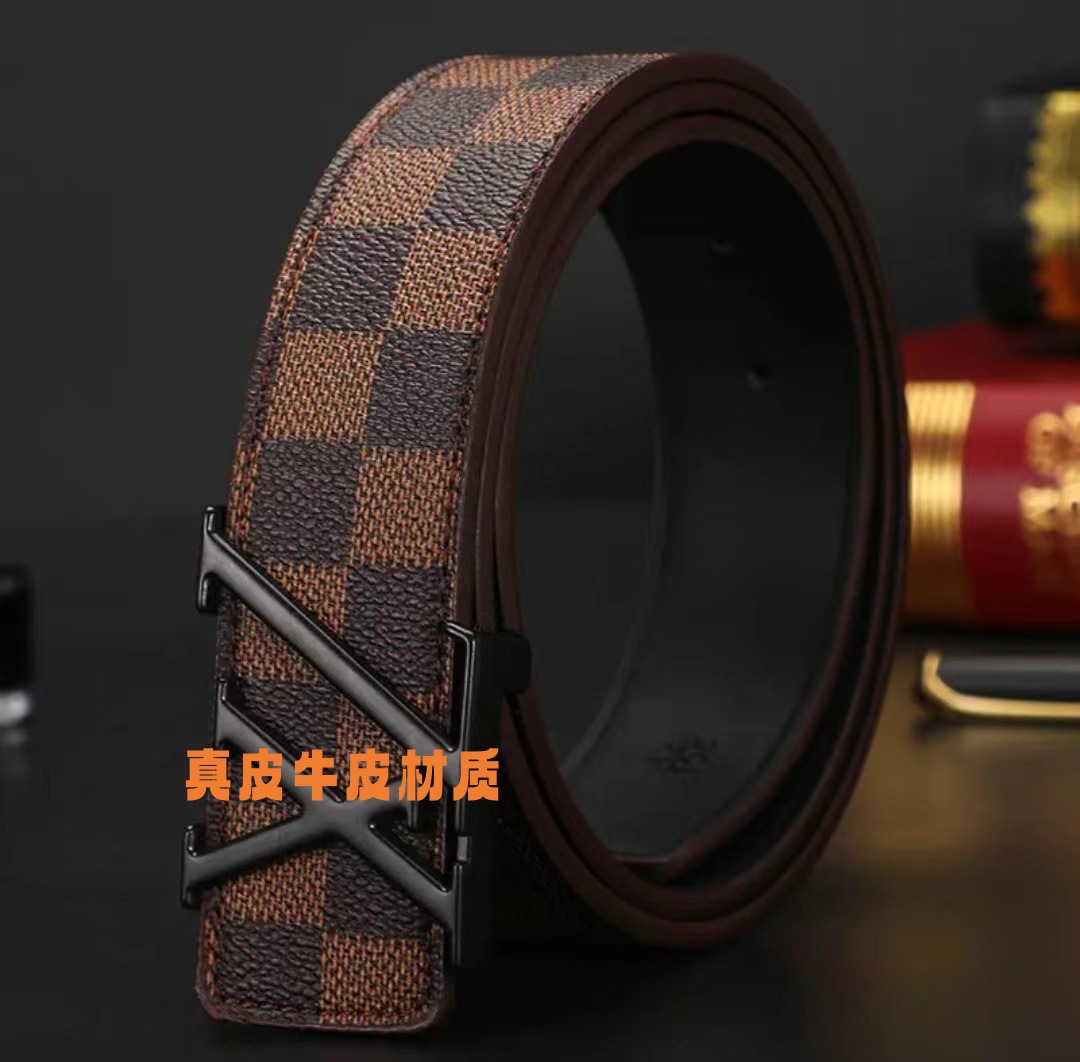 Neuer Herren-Ledergürtel 3,8 cm breit mit XL-Buchstabenschnalle, glatte Schnalle, Herrengürtel, jugendlich, koreanischer Stil, modisch, Geschäftskollektion