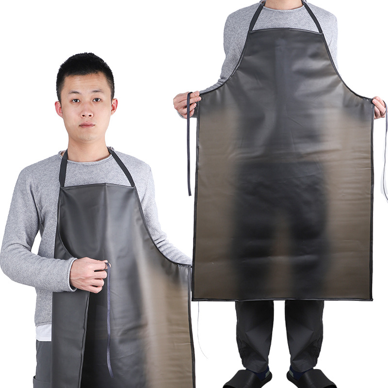 PVC alargado negro transparente delantal impermeable a prueba de aceite de cuero suave de los hombres y las mujeres de la cintura de La Matanza productos acuáticos cocina del hogar al por mayor