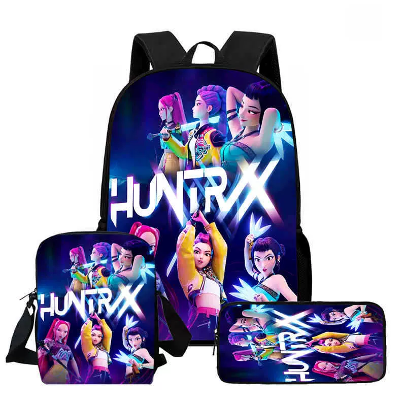 Kpop 猎魔女团 潮流儿童双肩高清印花大容量轻便护脊学生双肩书包
