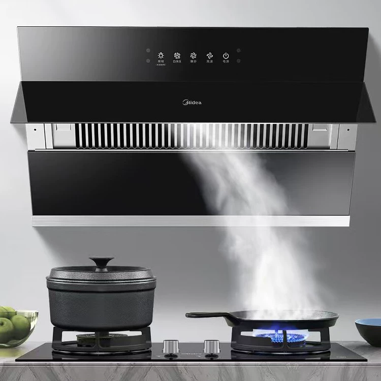 Midea range hood side suction large suction household large air volume smart dry cleaning wave wave intelligent control first level energy efficiency