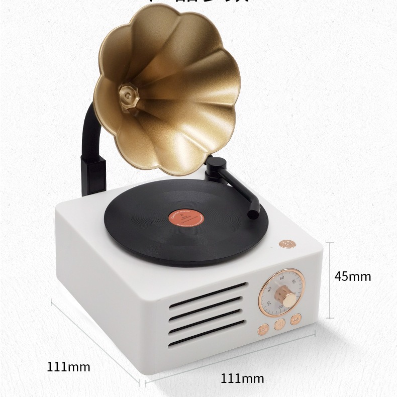 爆款黑胶复古唱片机蓝牙音箱X11礼品低音炮创意迷你喇叭花音箱