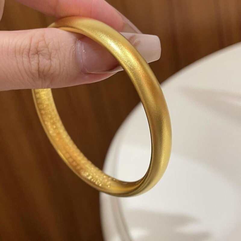 Gold-Plated Ancient-Style Heart Sutra Closed-Loop Plain Ring Bracelet for Women, Simulated Gold Wedding Triple Gold Bracelet Jewelry with a High-End Feel