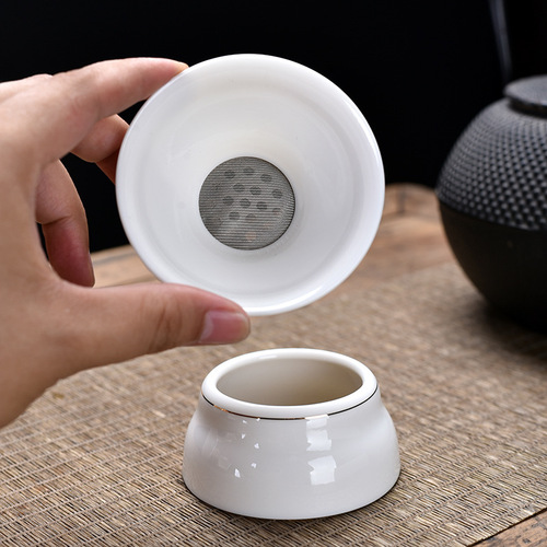 Sheer Jade Ceramic White Porcelain Gongfu Cover Cup Tea Set Gift Hosting Tea Brewing Utensils Living Room Home Teapot Tea Cups