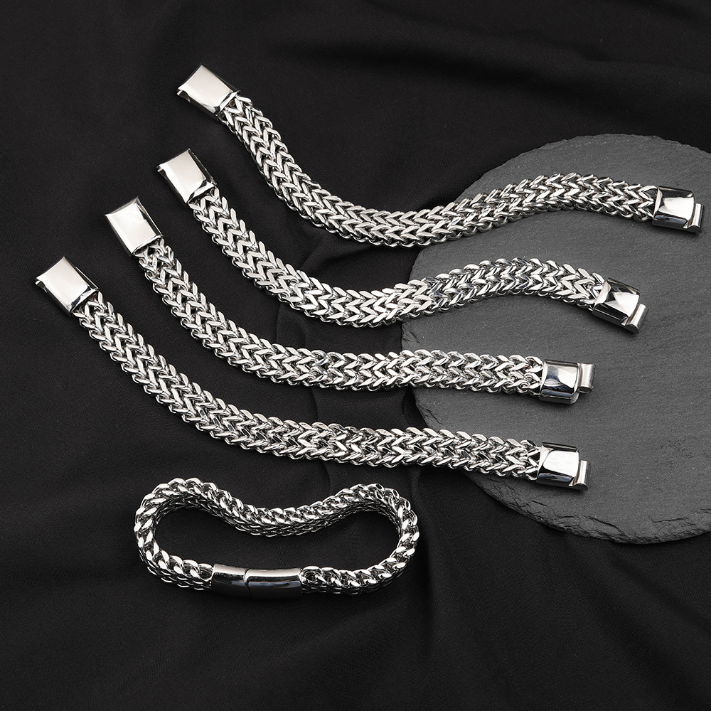 Stainless Steel Dragon Bone Cuban Chain Bracelet For Men_voghion.com