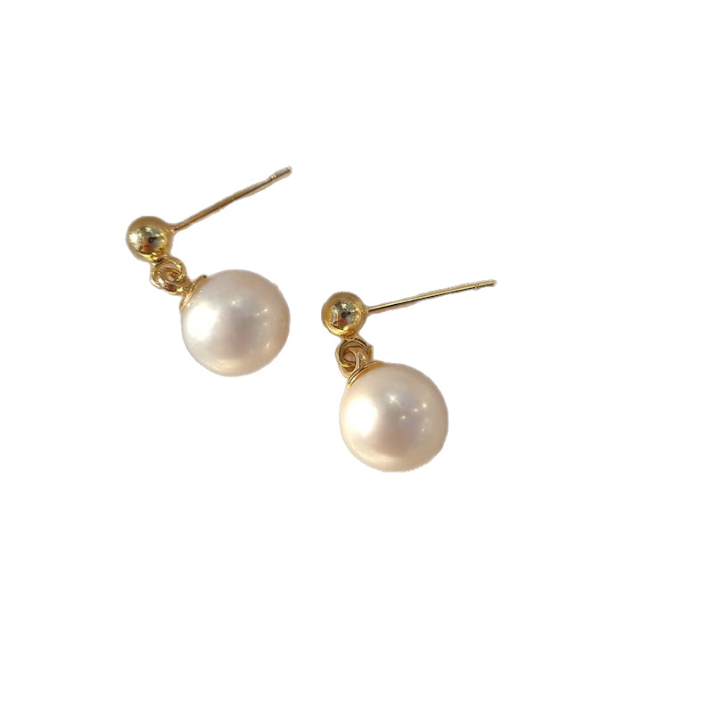 Pendientes de botón con circonitas y perlas para mujer_voghion.com